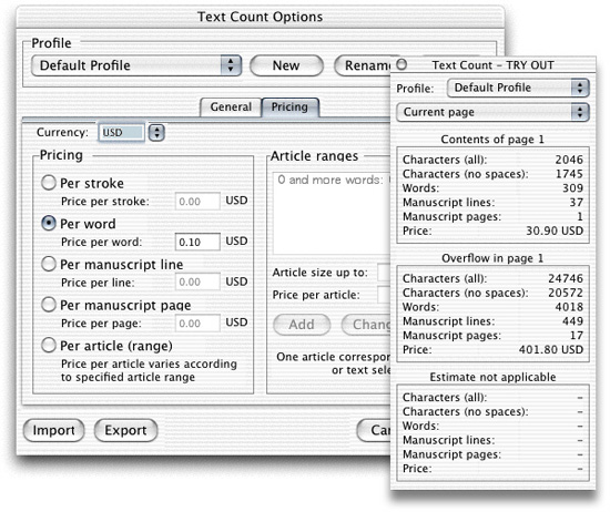 Text Count for FrameMaker