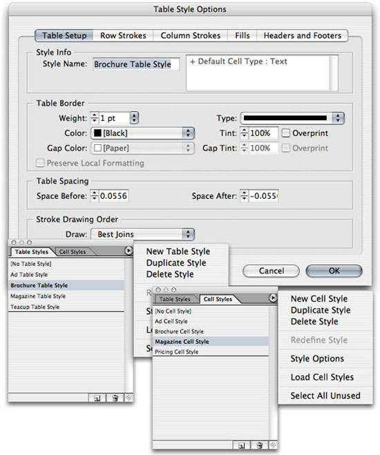 TableStyles and CellStyles